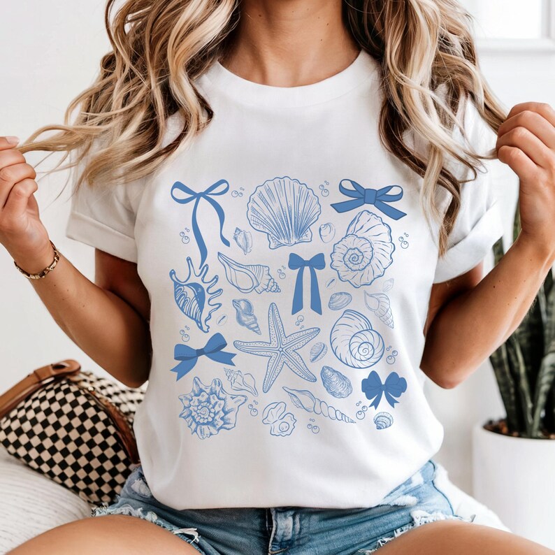 Coquette Seashell Svg, Seashell Shirt Png, Beach Lover, Ocean Lover Gift, Coquette Shirt, Summer Vibes Png, Summer Shirt Svg, Vintage Summer