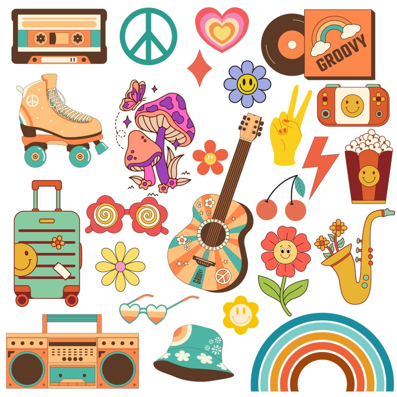 Boho Hippie Svg, Retro Svg, Groovy Svg, Boho Flower Svg, Boho Hippie Clipart, Retro Flower Svg, Retro Cut File, Flower Svg, Retro Daisy Svg