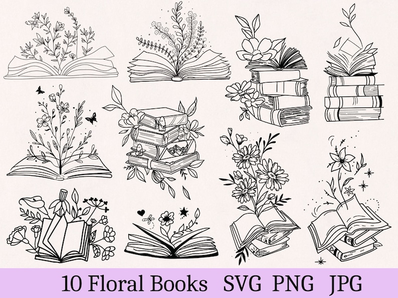 line art design, silhouette, flower cut file, book cut file, reading cut file, flower vector, flower cameo, flower png, daisy svg, daisy png, line art png, illustration, sublimation, flower clipart, school svg, flower outline svg, svg for shirt