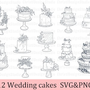 Bolo Svg, Bolo de aniversário Svg, Bolo de creme Svg, Clipart de bolo, Bolo de casamento Svg, Svg de noiva, Arquivo de corte de bolo, Arquivos de corte Svg, Cricut, Svg de aniversário