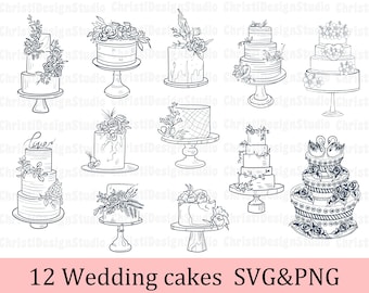 Cake Svg, Birthday Cake Svg, Cream Cake Svg, Cake Clipart, Wedding Cake Svg, Bridal Svg, Cake Cut File, Svg Cut Files, Cricut, Birthday Svg