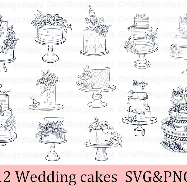 Cake Svg, Birthday Cake Svg, Cream Cake Svg, Cake Clipart, Wedding Cake Svg, Bridal Svg, Cake Cut File, Svg Cut Files, Cricut, Birthday Svg