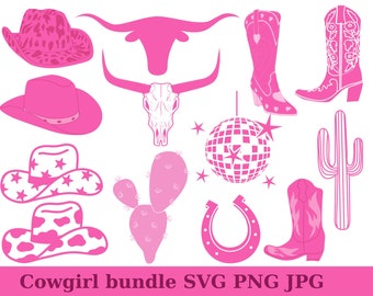 Cowgirl svg bundle, cowgirl clipart, cowgirl hat svg, cowgirl boots svg, cow skull svg, horseshoe svg, bachelorette party svg, western svg