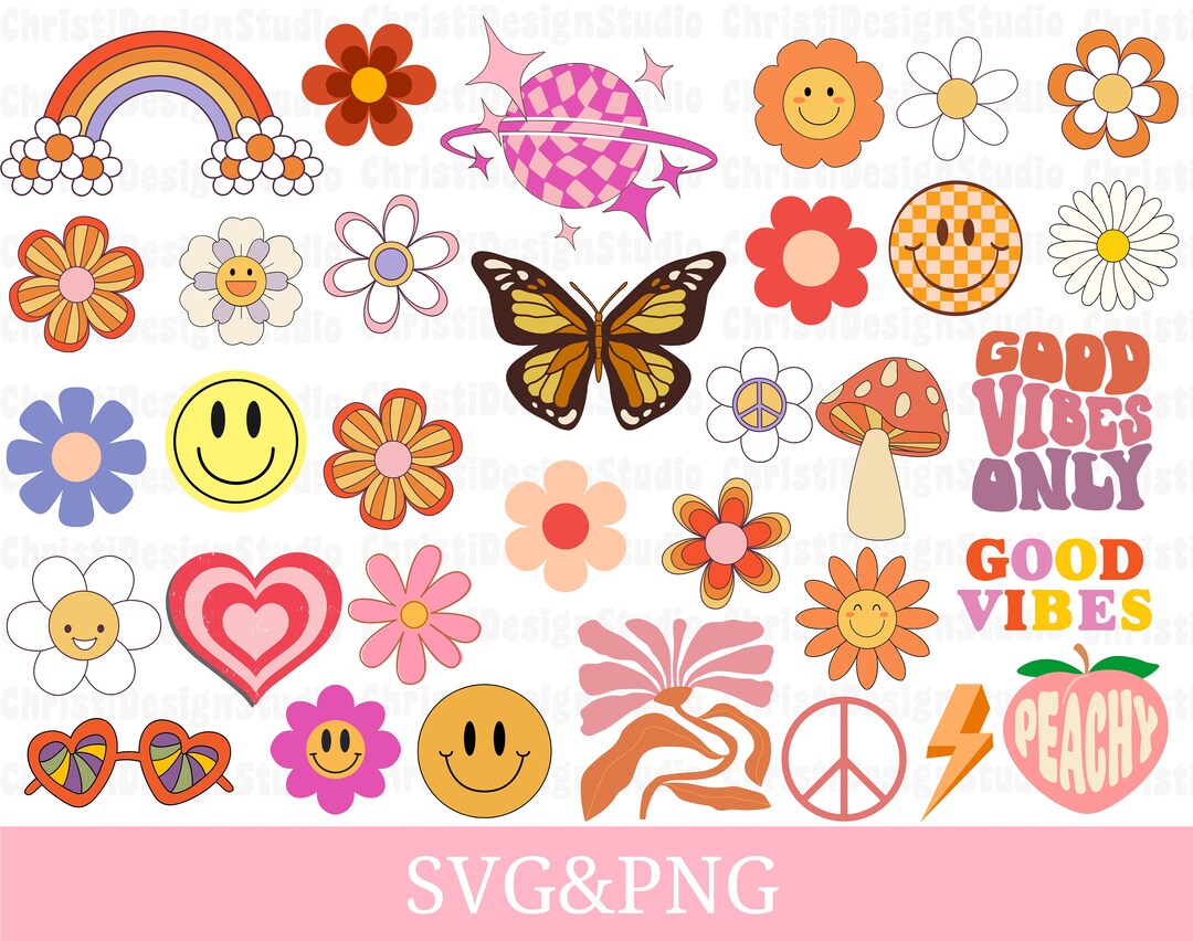 Boho Hippie Svg, Retro Svg, Groovy Svg, Boho Flower Svg, Boho Hippie ...
