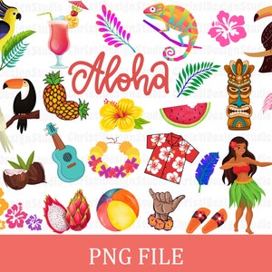 Aloha Clipart, Hawaii Clipart, Hawaiian Flower Png, Beach Clipart, Tropical Clipart, Summer Clipart, Surf Clipart Vacation Clipart, Cricut