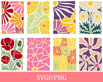 Abstract Flower Svg, Retro Flower Svg, Flower Clipart, Floral Svg, Boho Flower Svg, Flower Cut File,  Daisy Flower Svg, Wall Art, Cricut