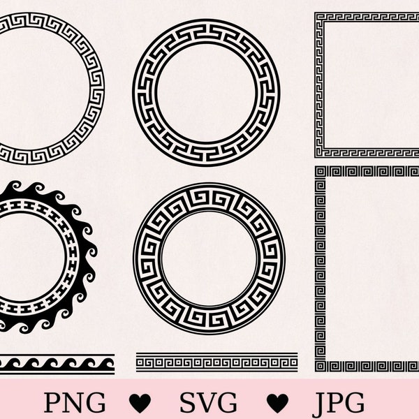 Greek  frames svg, greek key svg, meandros svg, seamless waves svg, greek wave pattern, instant download,  cricut, silhouette, cut file, png