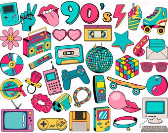 90's Svg Bundle, 90's Party Svg, 90's Clipart, 90's Vibes Svg, Y2K Clipart, Retro 90's Svg, 90's Nostalgia Svg, 80's Svg, 1990s Svg, Cricut