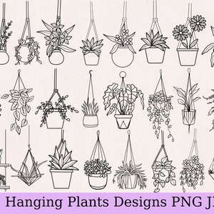 Hangplanten png, bundel hangende planten, handgetekende planten, potplanten png, planten png-bestand, digitale download, planten gesneden bestand, cricut
