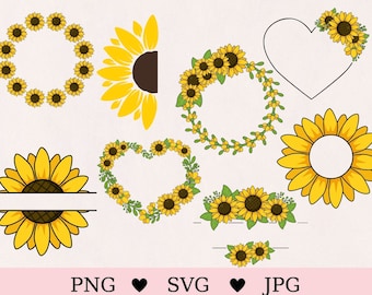 Sunflower svg, sunflower png, flower svg, flower bundle, bundle svg, instant digital download, cricut, silhouette, cricut for svg, cut files