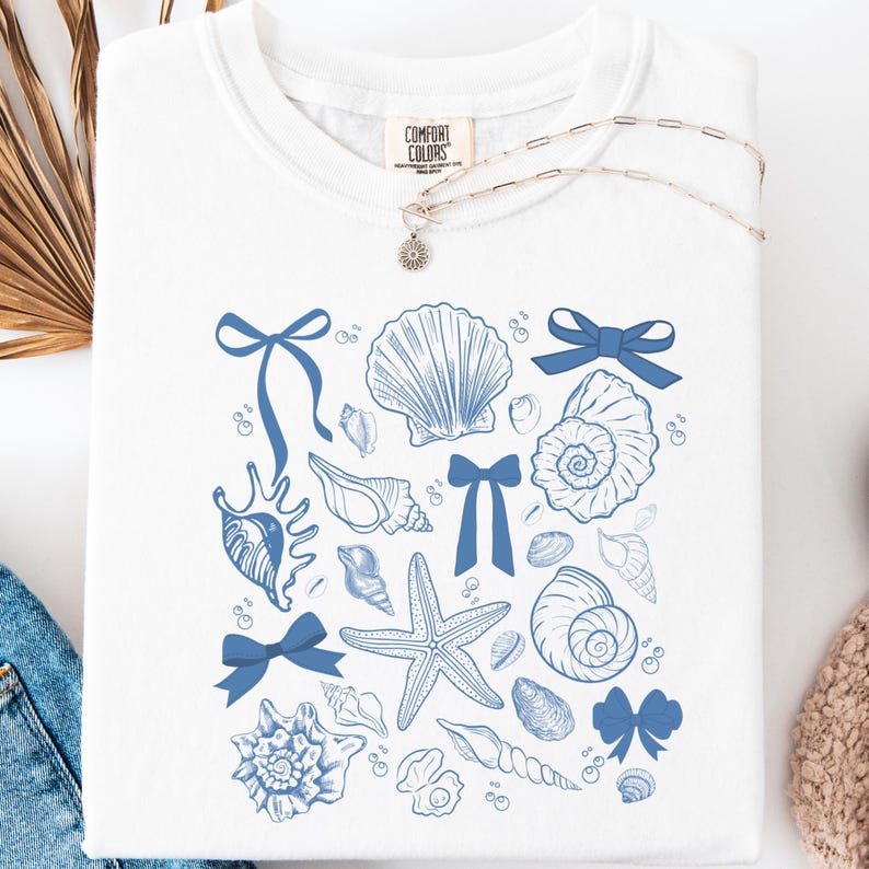 Coquette Seashell Svg, Seashell Shirt Png, Beach Lover, Ocean Lover Gift, Coquette Shirt, Summer Vibes Png, Summer Shirt Svg, Vintage Summer