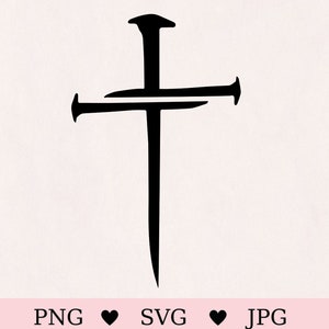 Cross svg, nail cross svg, cross png, christian cross svg, christian svg, cross clipart, instant digital download, silhouette, cricut svg