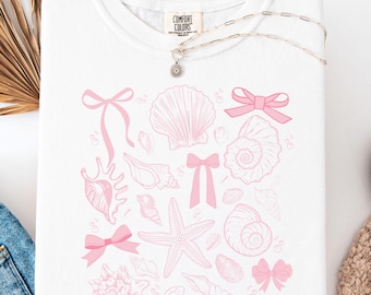 Coquette Seashell Svg, Seashell Shirt Png, Beach Lover, Ocean Lover Gift, Coquette Shirt, Summer Vibes Png, Vintage Summer, Summer Shirt Svg