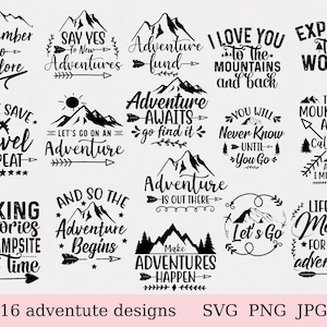 Adventure bundle svg, adventure saying, mountain svg, mountain bundle, tree svg, adventure svg, instant download, cricut, adventure cut file