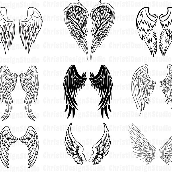 Angel Wings Svg Bundle, Wings Svg, Angel Wings Clipart, Angel Svg, Angel Wings Cut Files, Wings Png, Wing Vector, Wings Cut fichiers, Cricut