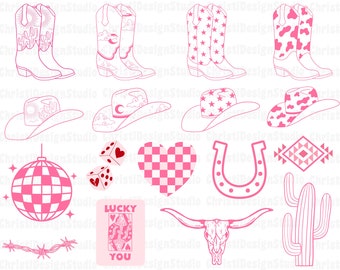 Cowgirl Svg Bundle, Cowgirl Boots Svg, Bachelorette Party Svg, Cowgirl Hat Svg, Let&#39;s Go Girls Svg, Cow Skull Svg, Western Svg Png, Cut File