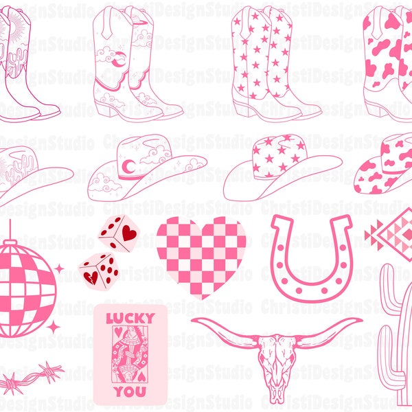 Cowgirl Svg Bundle, Cowgirl Boots Svg, Bachelorette Party Svg, Cowgirl Hat Svg, Let's Go Girls Svg, Cow Skull Svg, Western Svg Png, Cut File