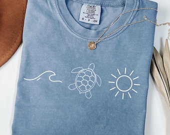 Camiseta de tortuga marina con estampado de sol SVG, camiseta de verano PNG, playa PNG, verano PNG, camiseta de mujer, ambiente veraniego PNG, camiseta de verano, camiseta del océano, camiseta de mujer