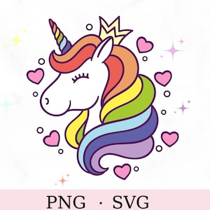 Svg de licorne, png de licorne, svg de visage de licorne, svg de tête de licorne, svg de licorne mignonne, téléchargement immédiat, svg de cricut, silhouette, fichier coupé de licorne