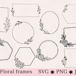 Blumenrahmen svg, Blumenrahmen svg, quadratischer Rahmen svg, Blumen svg, geometrischer Rahmen svg, Cut File svg, Cricut, sofort-Download