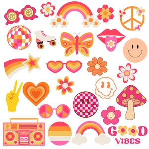 Boho Hippie Svg, Retro Svg, Groovy Svg, Boho Flower Svg, Boho Hippie Clipart, Retro Flower Svg, Groovy Clipart, Flower Svg, Retro Daisy Svg
