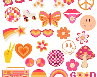 Boho Hippie Svg, Retro Svg, Groovy Svg, Boho Flower Svg, Boho Hippie Clipart, Retro Flower Svg, Groovy Clipart, Flower Svg, Retro Daisy Svg