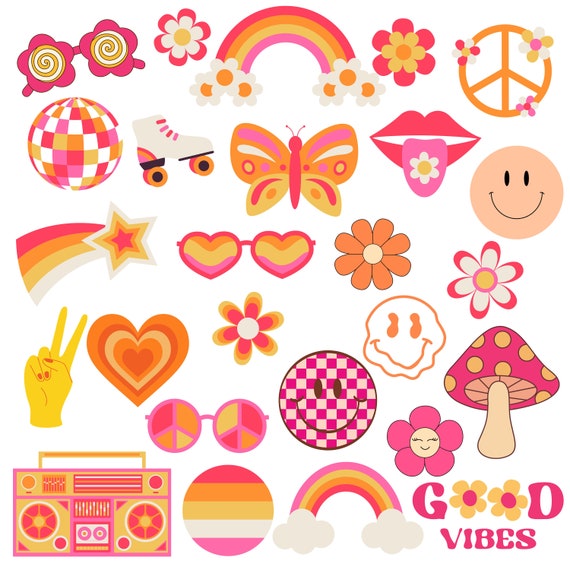 Boho Hippie Svg, Retro Svg, Groovy Svg, Boho Flower Svg, Boho Hippie Clipart, Retro Flower Svg, Groovy Clipart, Flower Svg, Retro Daisy Svg