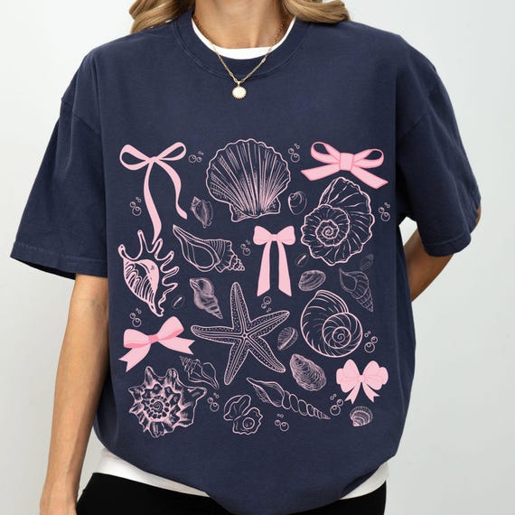 Coquette Seashell Svg, Seashell Shirt Png, Beach Lover, Ocean Lover Gift, Coquette Shirt, Summer Vibes Png, Vintage Summer, Summer Shirt Svg