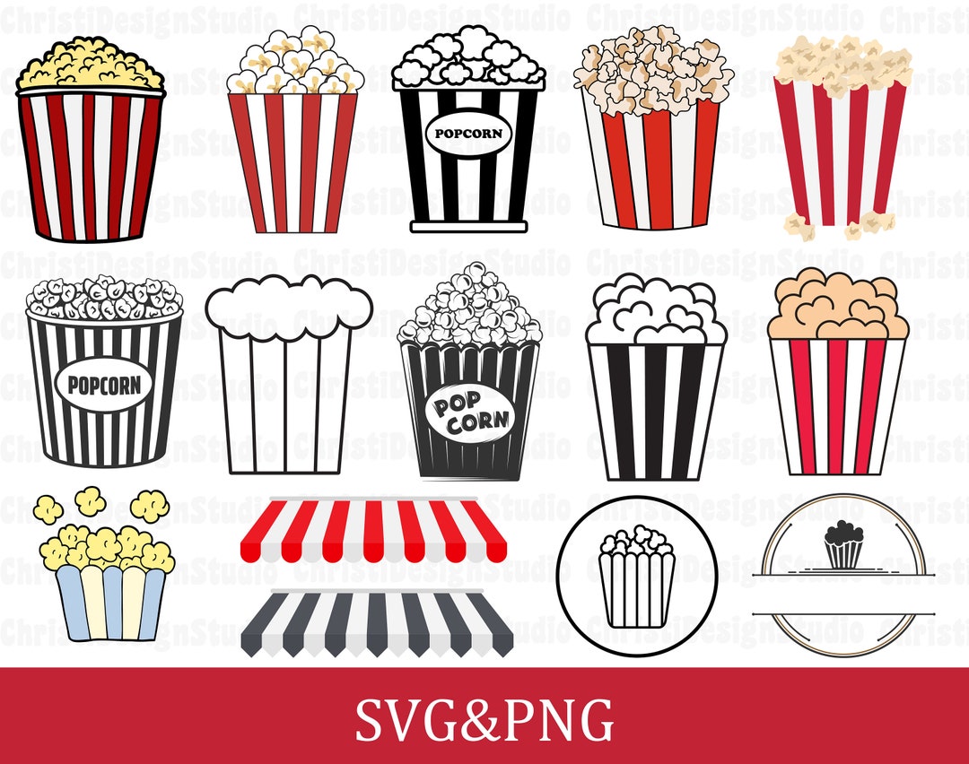 Popcorn Svg, Popcorn Bucket Svg, Popcorn Clipart, Corn Svg, Popcorn Box