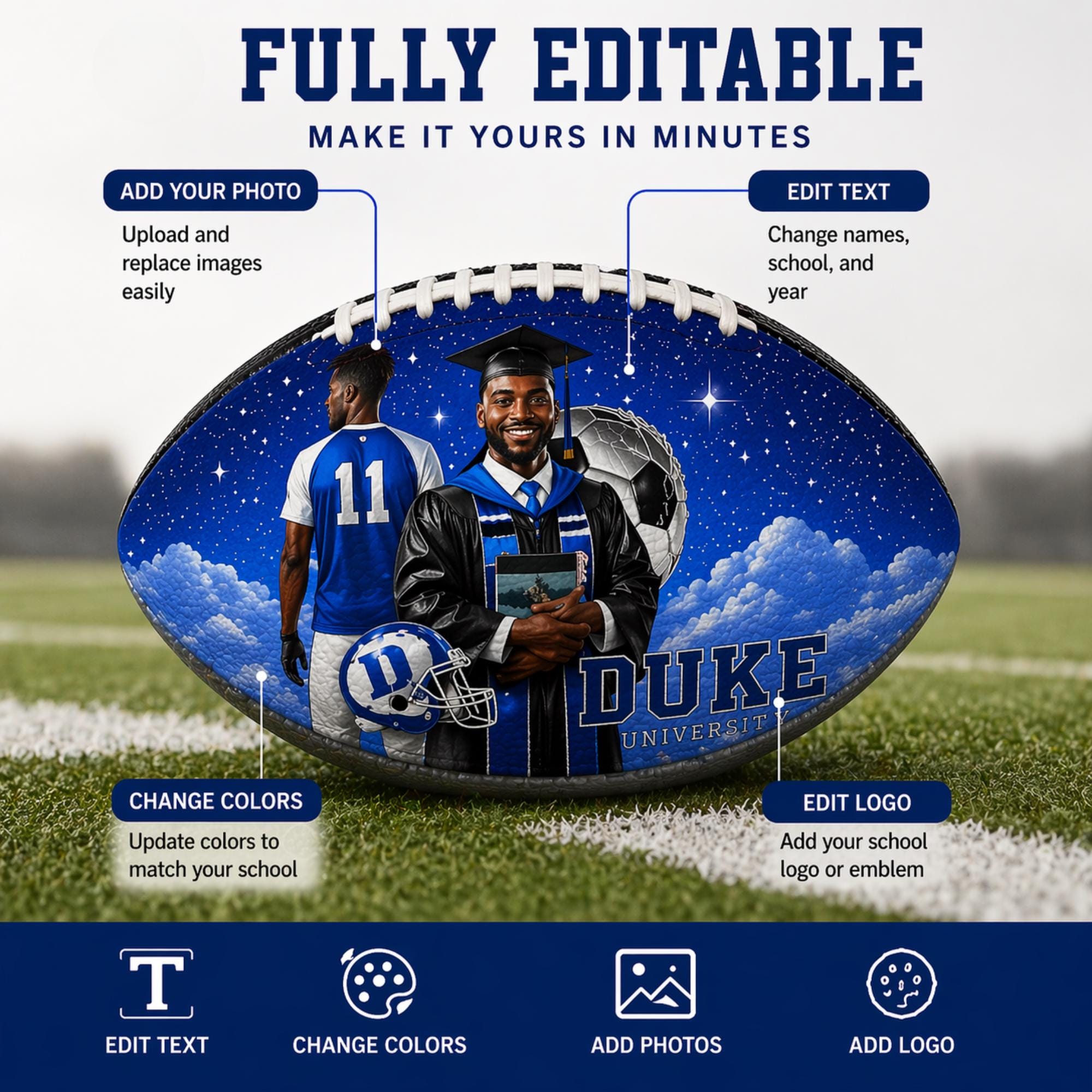 Football Panel Template | Custom Photo Ball Wrap | Personalized ...