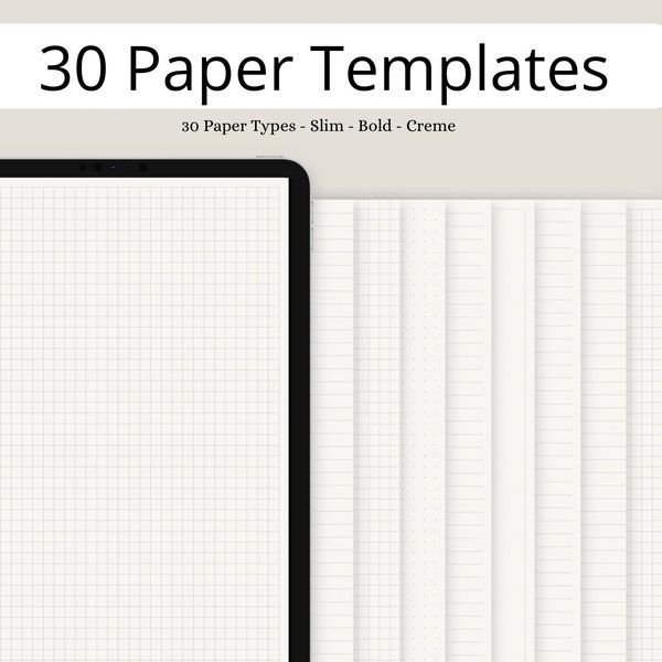 Digital Paper Templates for Goodnotes and Notability, Minimalist iPad Notepaper