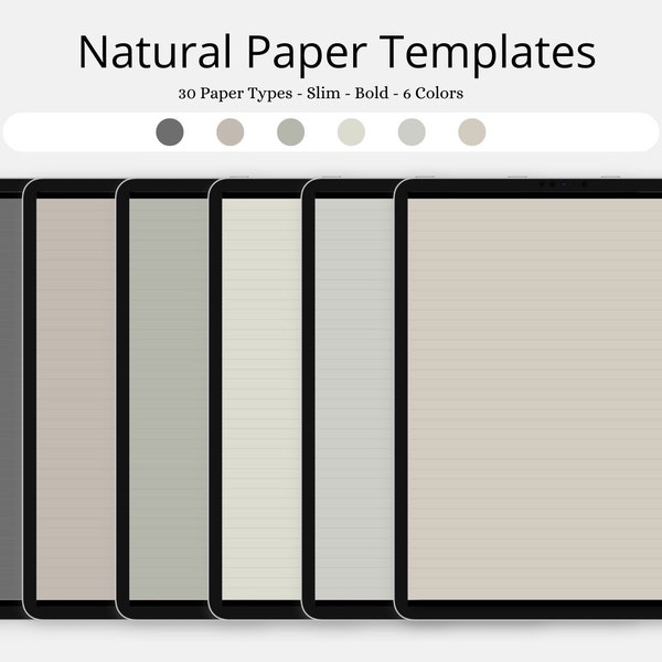 Natural Paper Templates for Goodnotes and Notability, Minimalistic Notetaking Paper