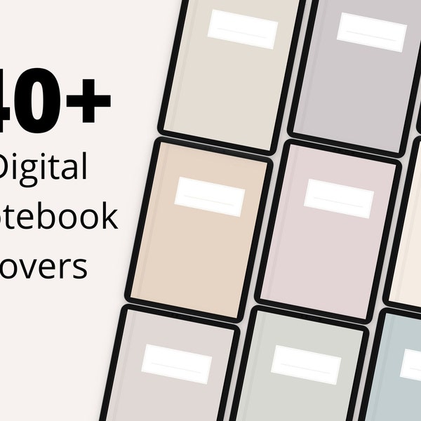 Digital notebook covers for Goodnotes and Notability on iPad, in 42 pastel colors