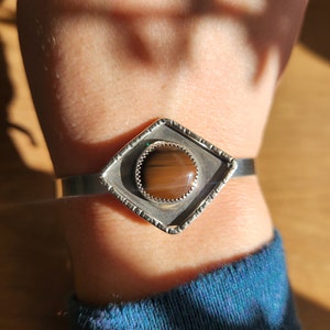 Ochoco Brown Jasper Cuff Bracelet- made with .925 sterling silver and a self collected, hand cut stone from Oregon