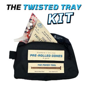 Rolling Tray Kit | The Twisted Tray Bundle With Extra Packing Tool, Pre Rolled Cones, and Stash Bag Included Color: Helix