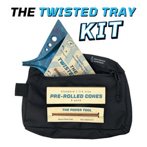 Rolling Tray Kit | The Twisted Tray Bundle With Extra Packing Tool, Pre Rolled Cones, and Stash Bag Included Color: Andromeda