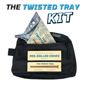 Rolling Tray Kit | The Twisted Tray Bundle With Extra Packing Tool, Pre Rolled Cones, and Stash Bag Included Color: Deep Space