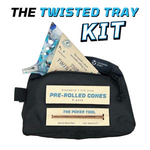 Rolling Tray Kit | The Twisted Tray Bundle With Extra Packing Tool, Pre Rolled Cones, and Stash Bag Included Color: Afterglow