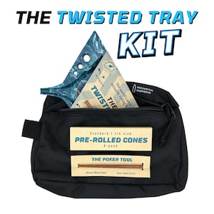 Rolling Tray Kit | The Twisted Tray Bundle With Extra Packing Tool, Pre Rolled Cones, and Stash Bag Included Color: Uranus