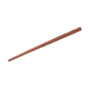 May include: A single, slender wooden chopstick with a tapered end. The chopstick is a rich, reddish-brown color with a visible wood grain pattern. The chopstick is designed for eating Asian cuisine.