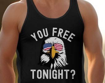 Patriotic Eagle Tank Top, American Flag Sunglasses, Are You Free Tonight, USA Independence Day Apparel, Unisex Summer Vest