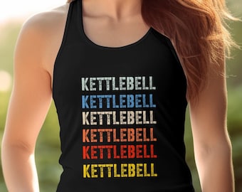 Vintage Kettlebell Print Tank Top, Fitness Enthusiast Sleeveless Shirt, Retro Gym Workout Gear, Soft Cotton Blend Summer Top