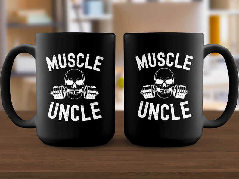 Uncle Weightlifting Mug, Gym Skeleton Barbell Graphic Mug, Cool Muscle Uncle Gym Workout Coffee Cup, Non-Personalized Fitness Drinkware image 7