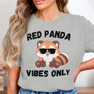 Cute Red Panda Vibes Only T-Shirt, Funny Animal Graphic Tee, Cool Sunglasses Red Panda Shirt, Cute and Funny Animal Lover Gift