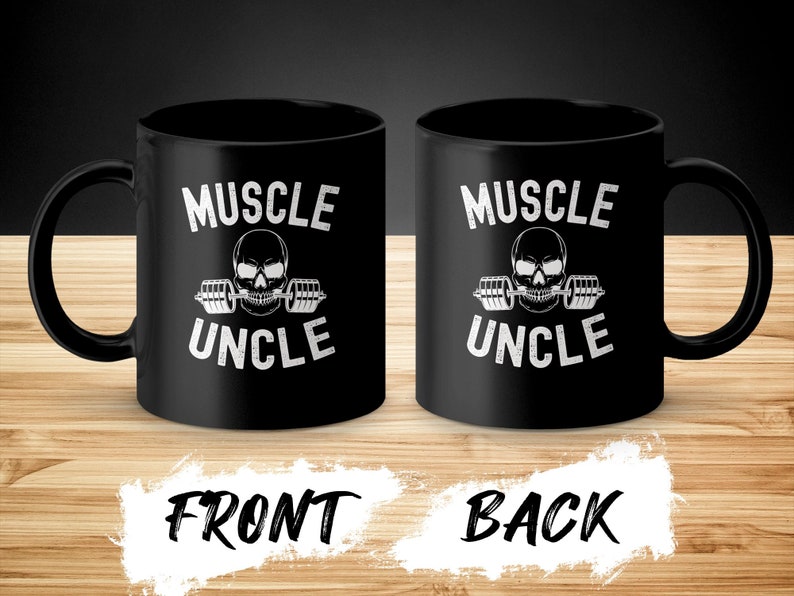 Uncle Weightlifting Mug, Gym Skeleton Barbell Graphic Mug, Cool Muscle Uncle Gym Workout Coffee Cup, Non-Personalized Fitness Drinkware image 4