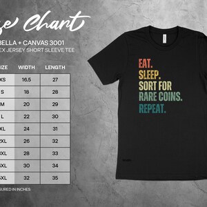 Eat Sleep Coin Sorting Repeat T-Shirt, Funny Coin Collecting Tee, Rare Coins Collector Shirt, Numismatist Hobby Gift, Coin Lover Top image 5