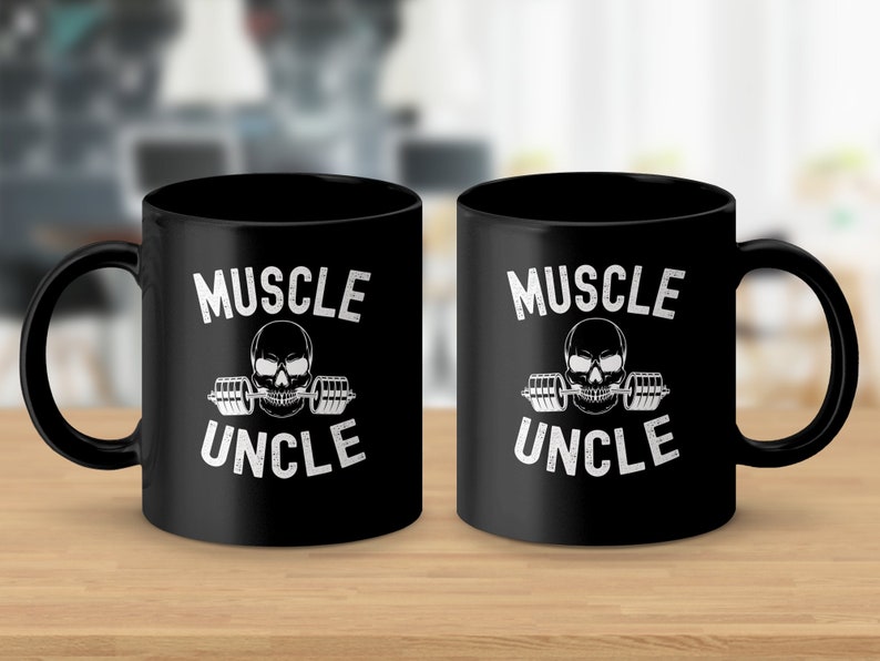 Uncle Weightlifting Mug, Gym Skeleton Barbell Graphic Mug, Cool Muscle Uncle Gym Workout Coffee Cup, Non-Personalized Fitness Drinkware image 8