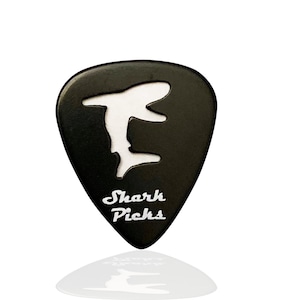 Shark Picks - Guitar picks 12 pack black with Shark grip hole, guitar pick for guitar players, guitar picks for kids, for kid guitar player.