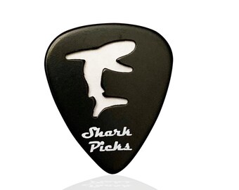 Shark Picks - Guitar picks 12 pack black with Shark grip hole, guitar pick for guitar players, guitar picks for kids, for kid guitar player.
