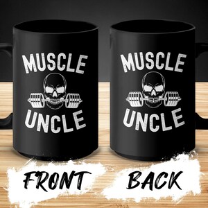 Uncle Weightlifting Mug, Gym Skeleton Barbell Graphic Mug, Cool Muscle Uncle Gym Workout Coffee Cup, Non-Personalized Fitness Drinkware image 5